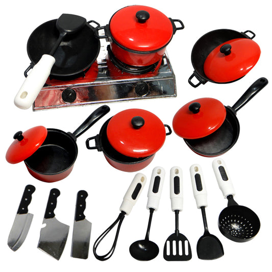 Kids Kitchen Cooking Play Set with Pots Pans Utensils and Stove