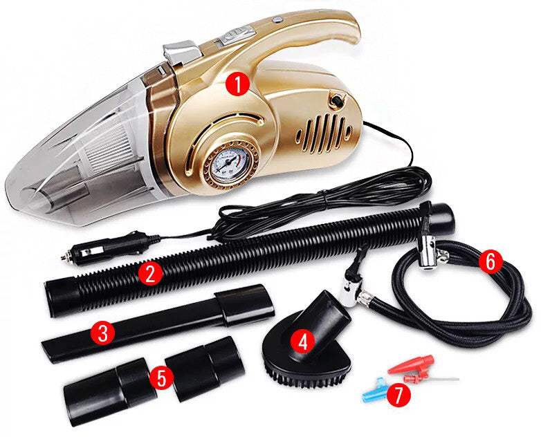 High Power Portable Wet Dry Car Vacuum Cleaner with Built-In Air Compressor