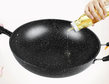 Large Deluxe Non-Stick Stone Frying Pan Pot Cookware Set