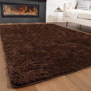Large 230 x 160 Soft Shag Rug Carpet Mat Chocolate