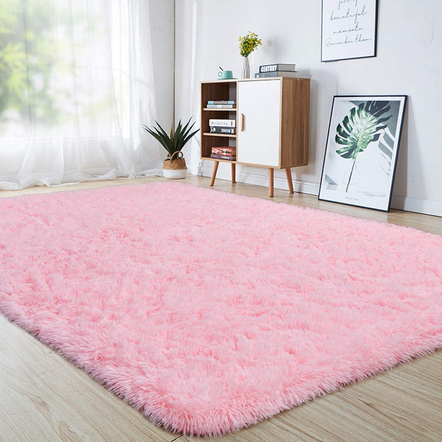 Large 230 x 160 Soft Shag Rug Carpet Mat Pink