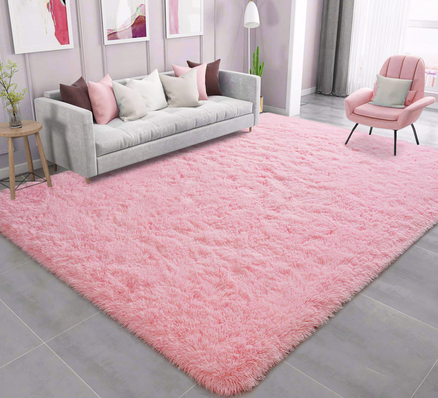 Large 230 x 160 Soft Shag Rug Carpet Mat Pink