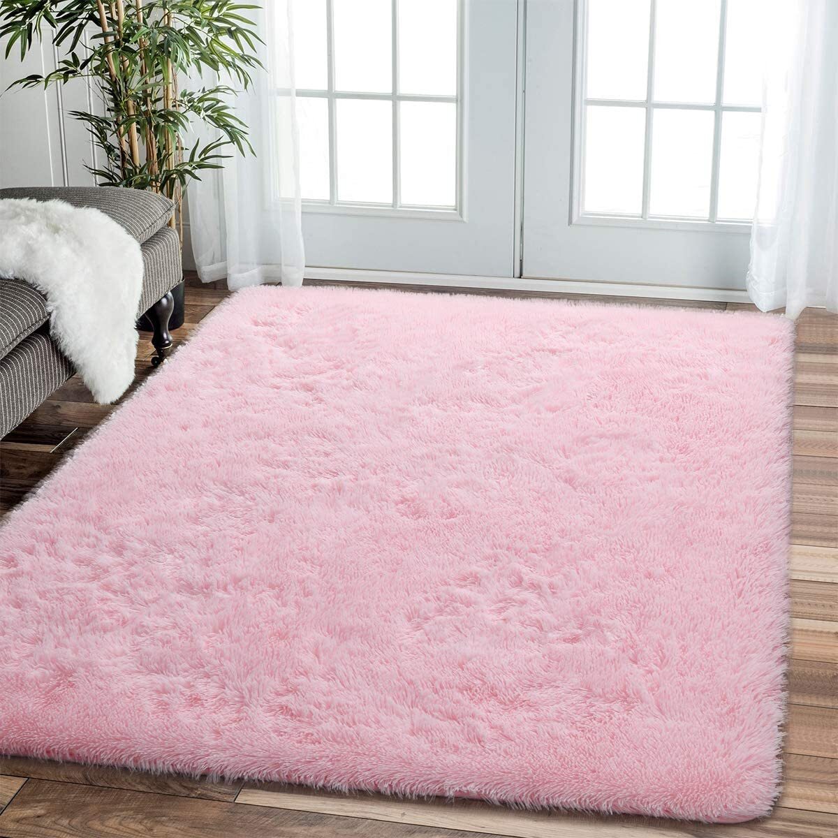 Large 230 x 160 Soft Shag Rug Carpet Mat Pink