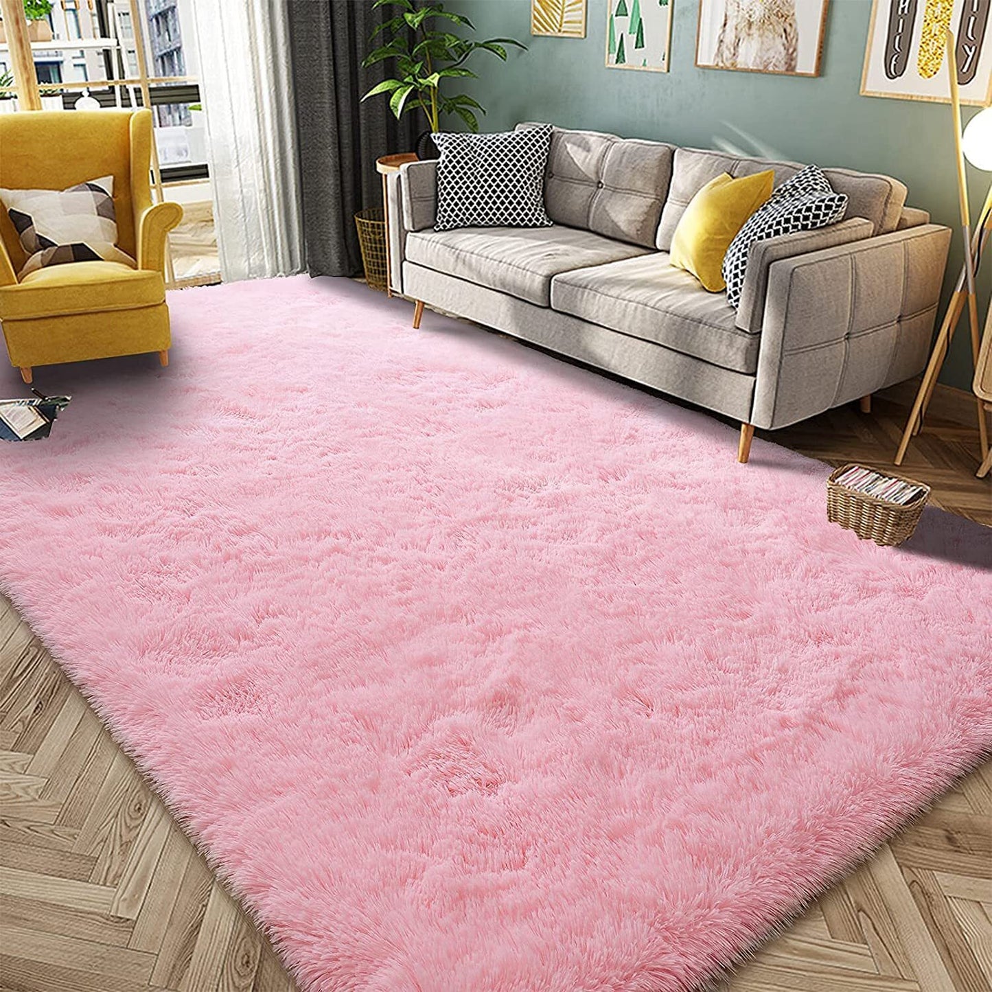 Large 230 x 160 Soft Shag Rug Carpet Mat Pink