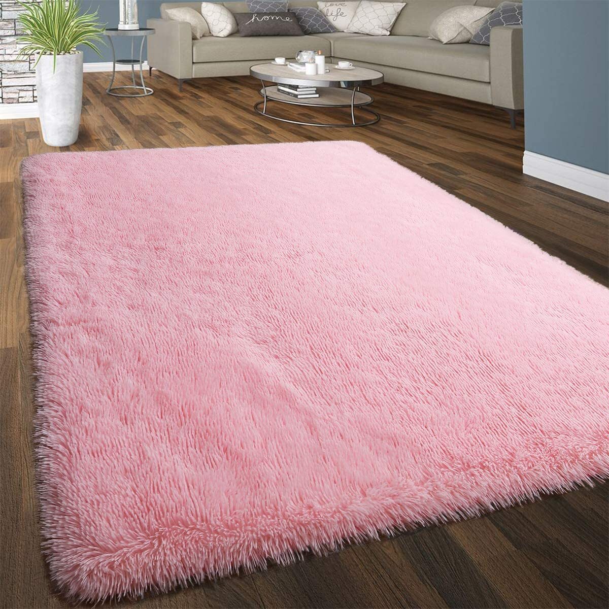 Large 230 x 160 Soft Shag Rug Carpet Mat Pink