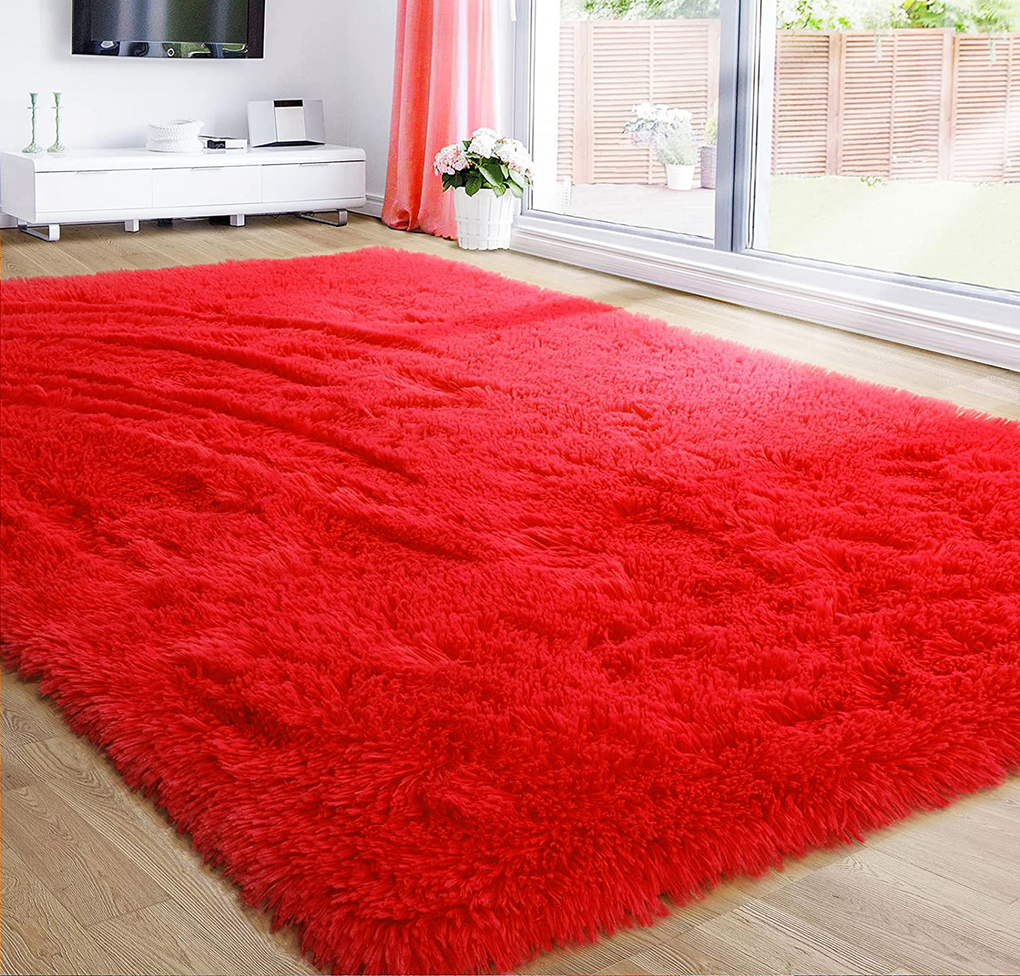 Large 230 x 160 Soft Shag Rug Carpet Mat Red