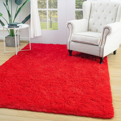 Large 230 x 160 Soft Shag Rug Carpet Mat Red