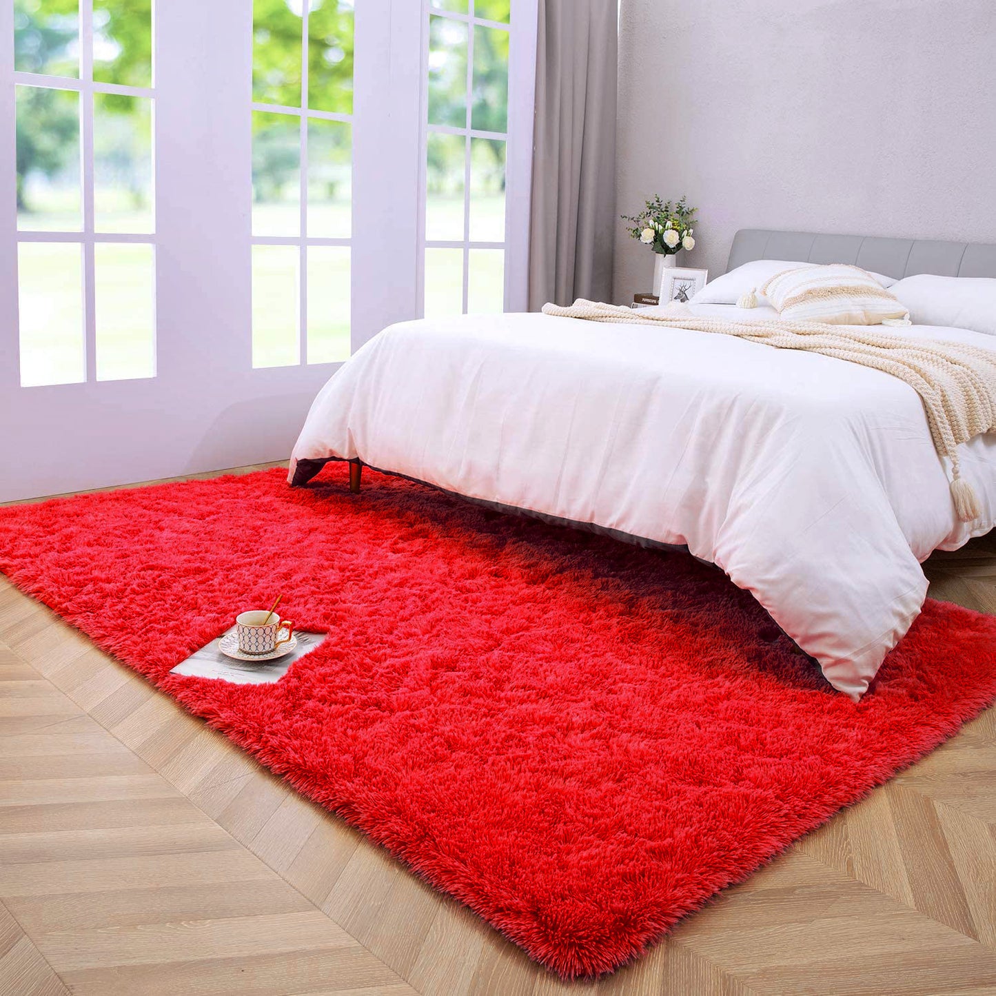 Large 230 x 160 Soft Shag Rug Carpet Mat Red