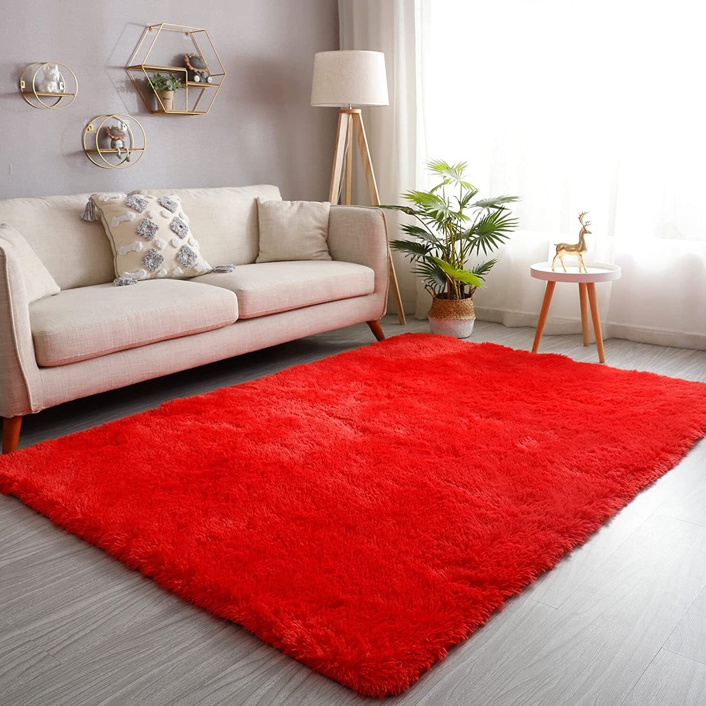 Large 230 x 160 Soft Shag Rug Carpet Mat Red