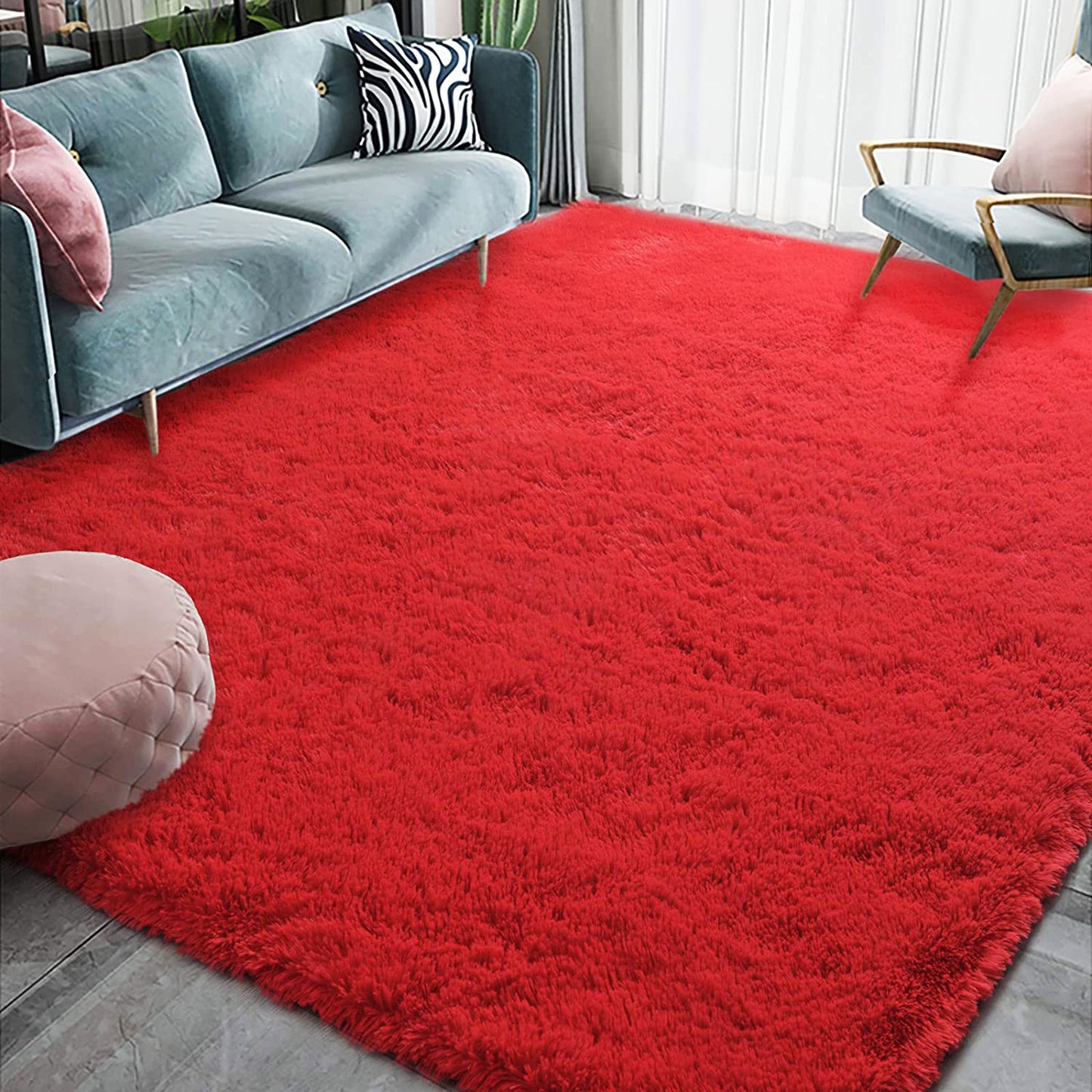 Large 230 x 160 Soft Shag Rug Carpet Mat Red