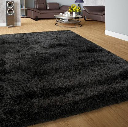 Large 230 x 160 Soft Shag Rug Carpet Mat Black