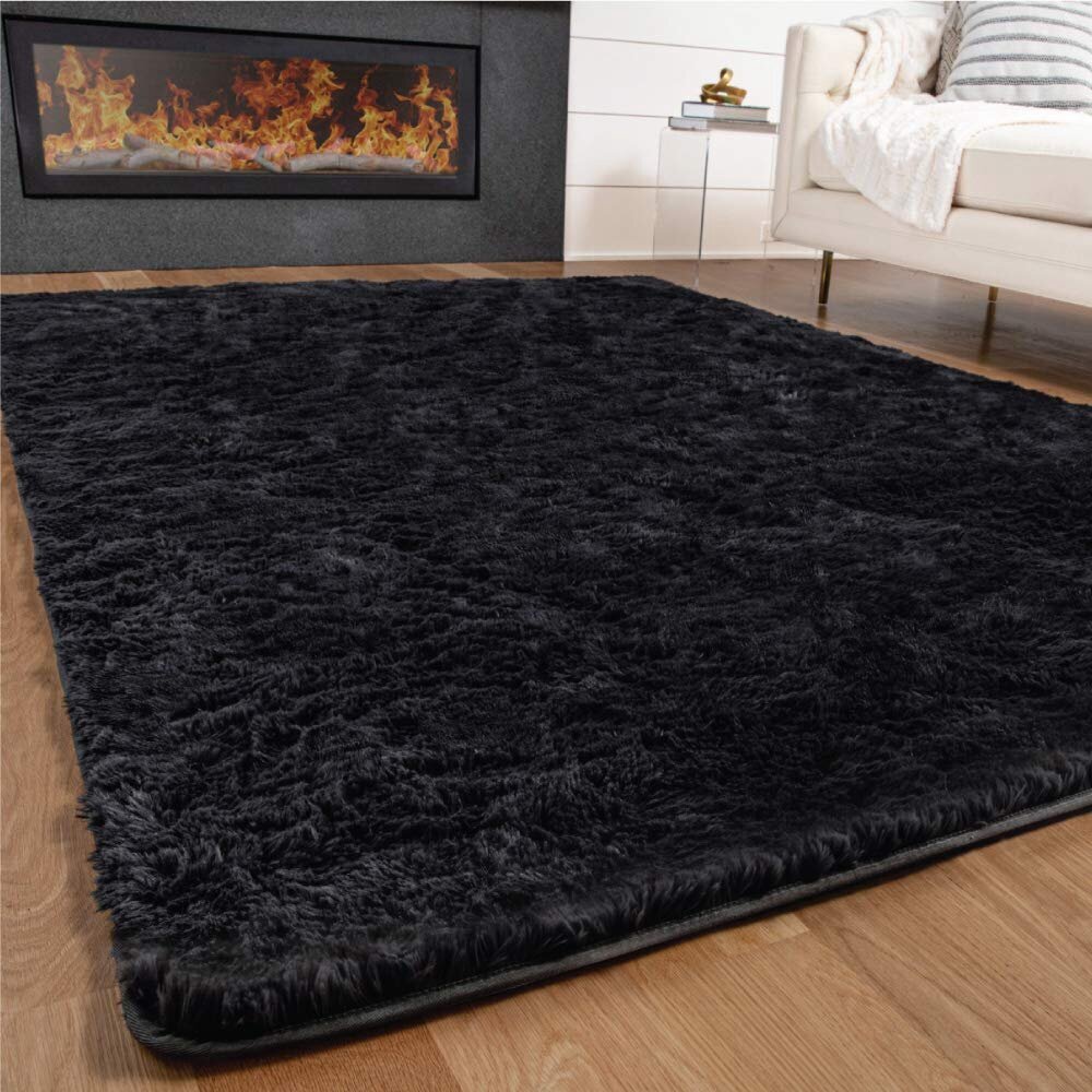 Large 230 x 160 Soft Shag Rug Carpet Mat Black