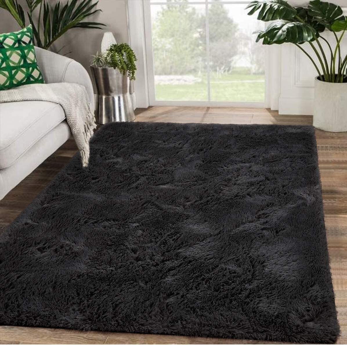 Large 230 x 160 Soft Shag Rug Carpet Mat Black