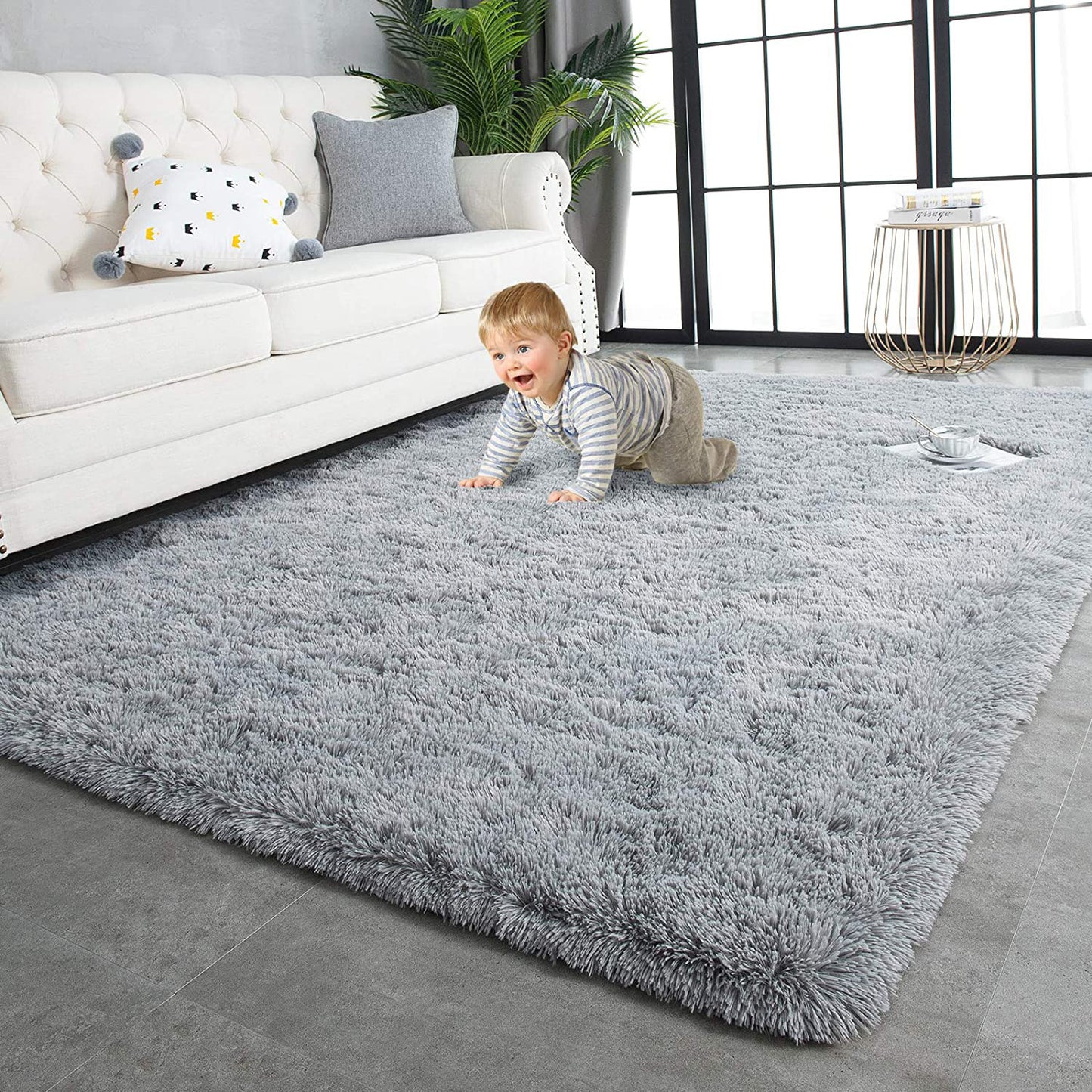 Large 230 x 160 Soft Shag Rug Carpet Mat Grey