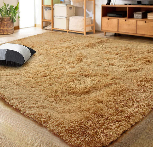 Large 230 x 160 Soft Shag Rug Carpet Mat Caramel