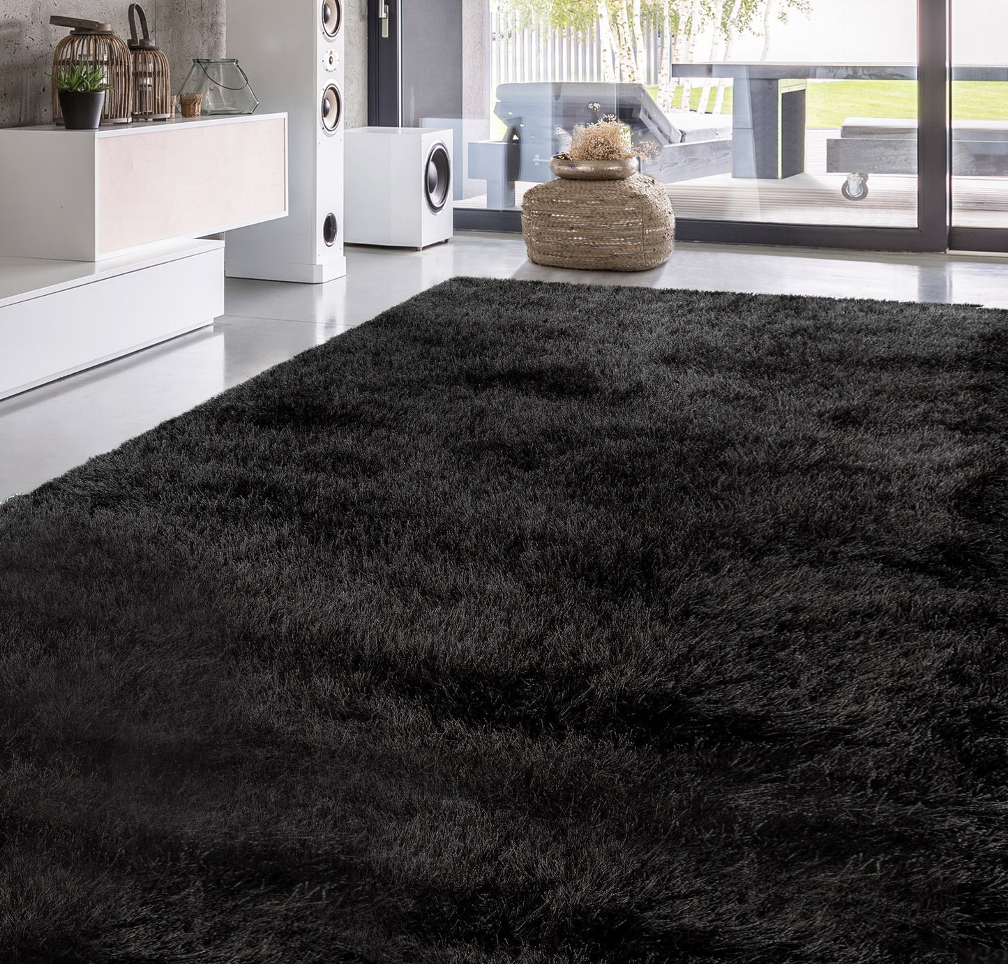 160 x 120 Soft Shag Rug Carpet Mat Black