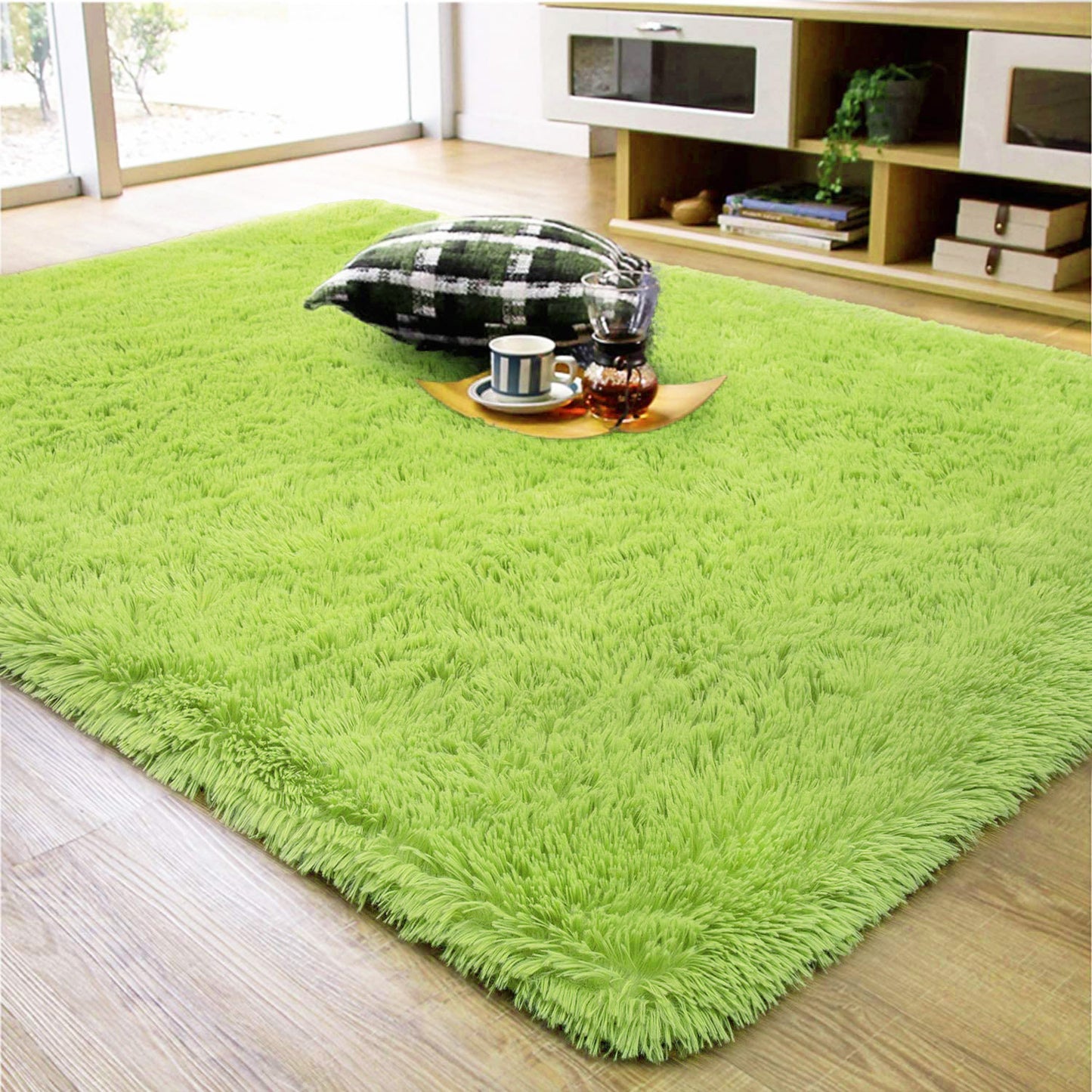 160 x 120 Soft Shag Rug Carpet Mat Green