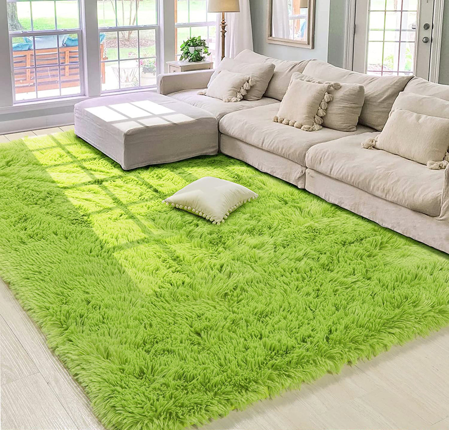 160 x 120 Soft Shag Rug Carpet Mat Green