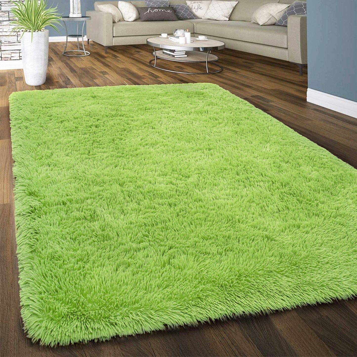 160 x 120 Soft Shag Rug Carpet Mat Green