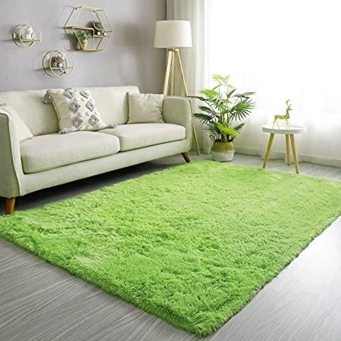 160 x 120 Soft Shag Rug Carpet Mat Green