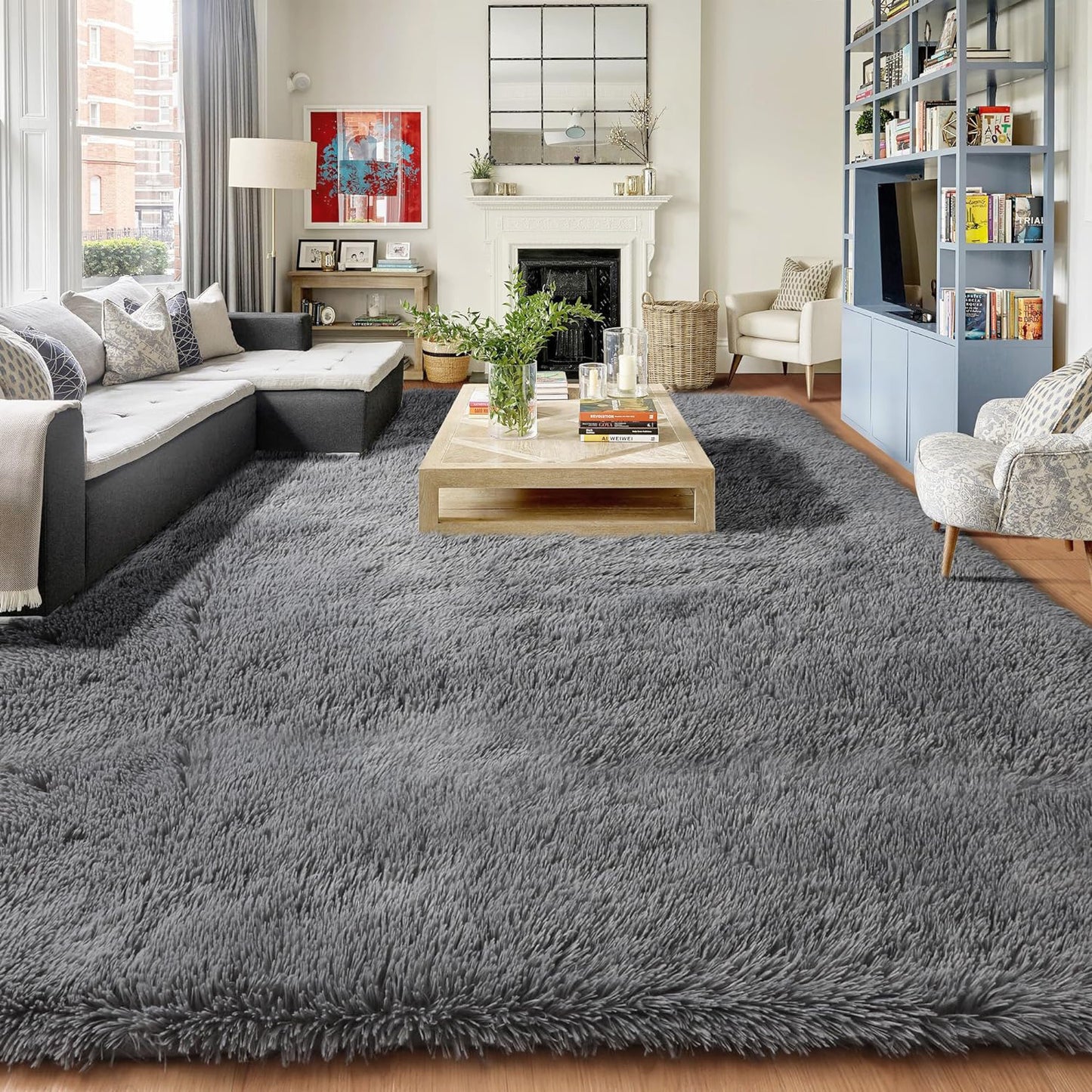 Large 160 x 120 Soft Shag Rug Carpet Mat Grey