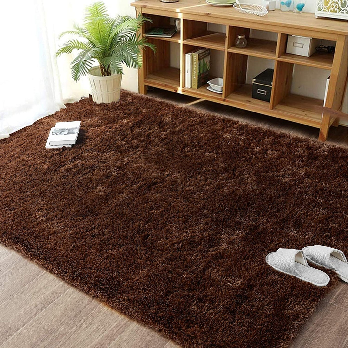 160 x 120 Soft Shag Rug Carpet Mat Chocolate