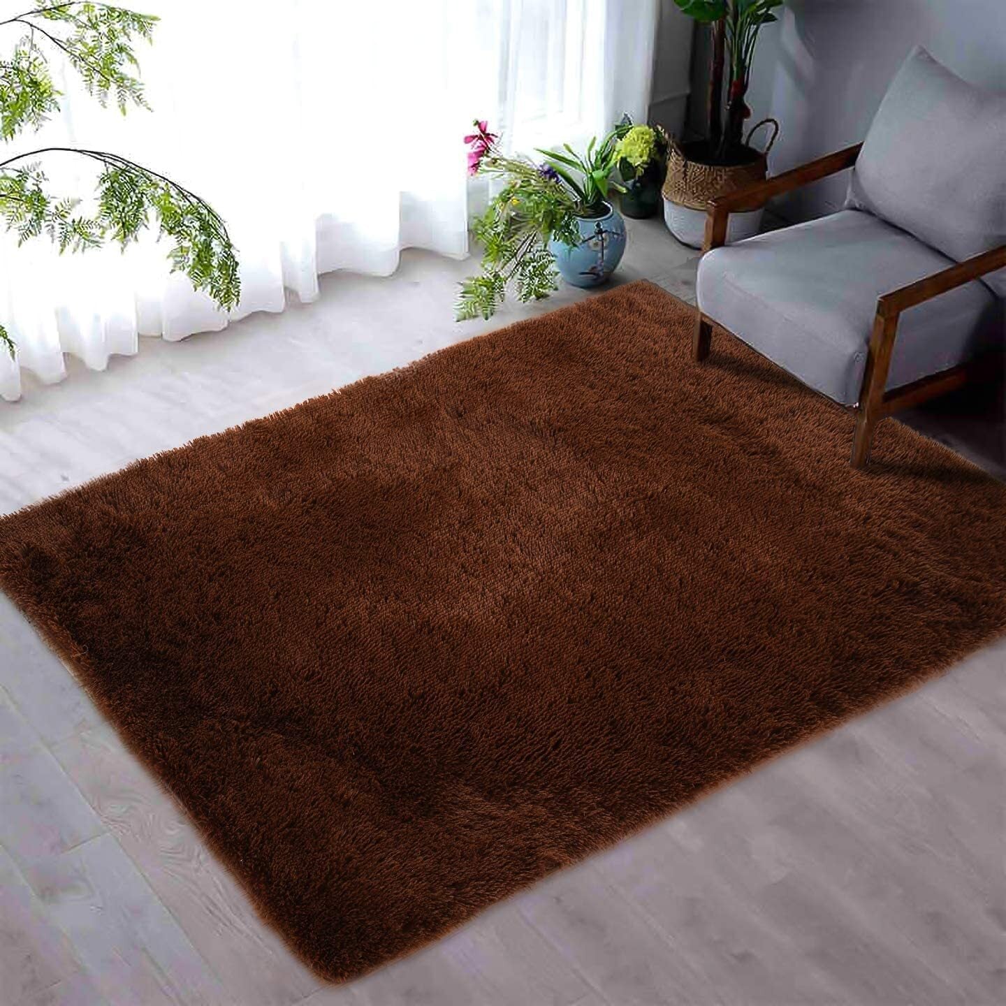 160 x 120 Soft Shag Rug Carpet Mat Chocolate