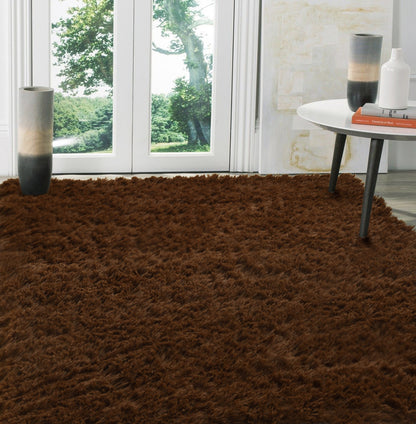 160 x 120 Soft Shag Rug Carpet Mat Chocolate