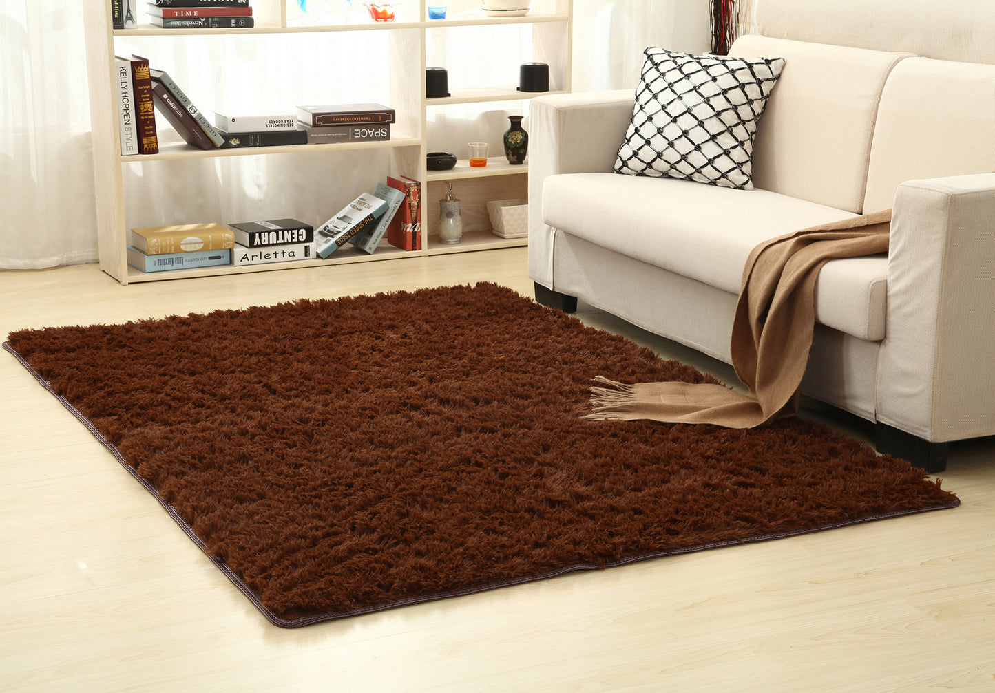 160 x 120 Soft Shag Rug Carpet Mat Chocolate