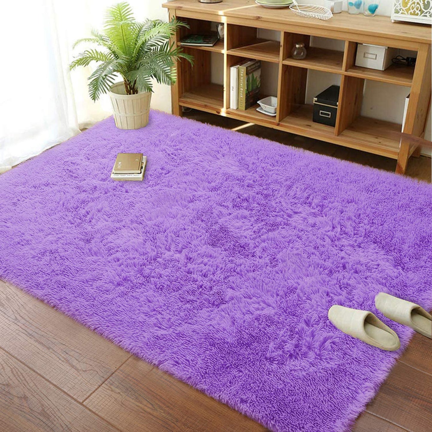 160 x 120 Soft Shag Rug Carpet Mat Purple