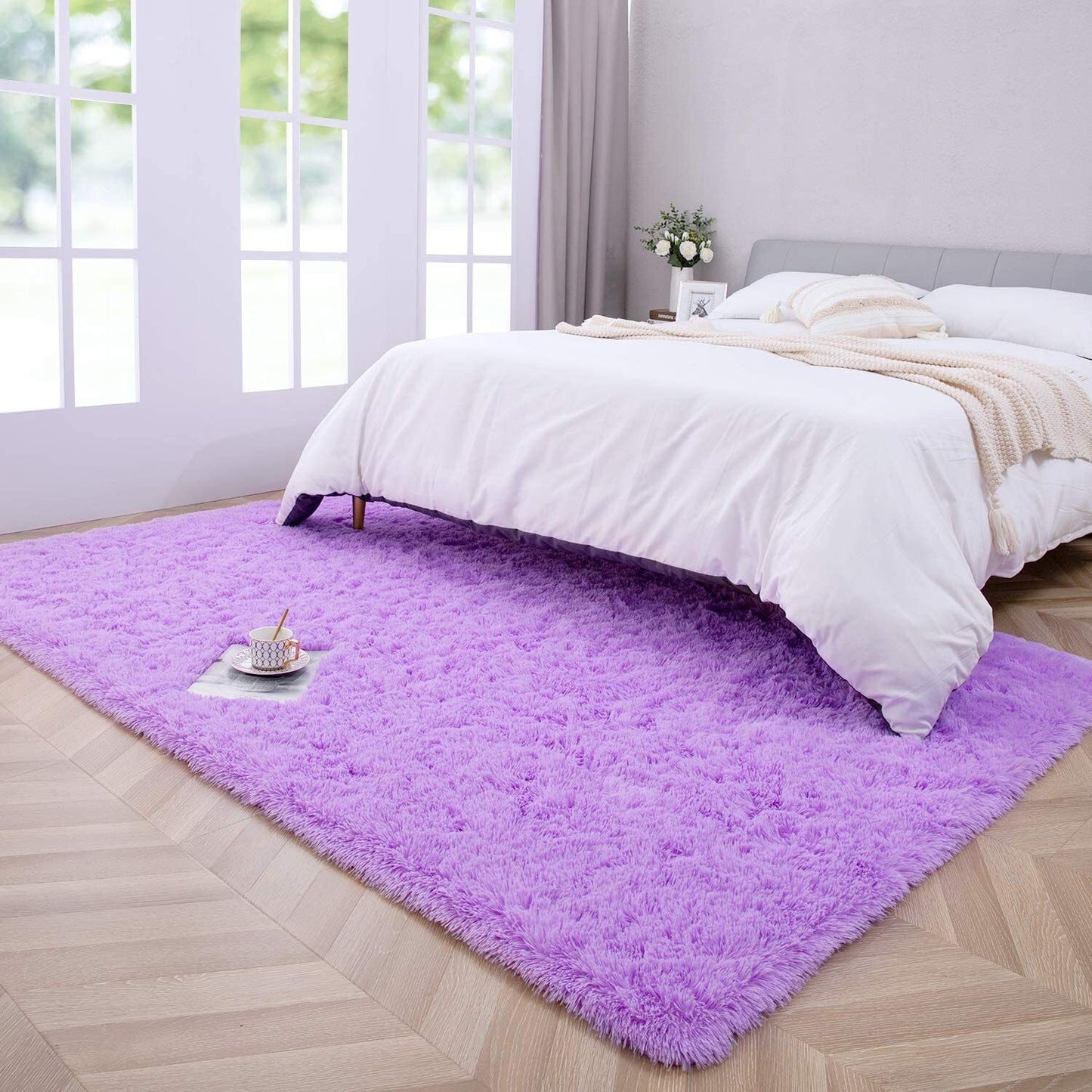 160 x 120 Soft Shag Rug Carpet Mat Purple