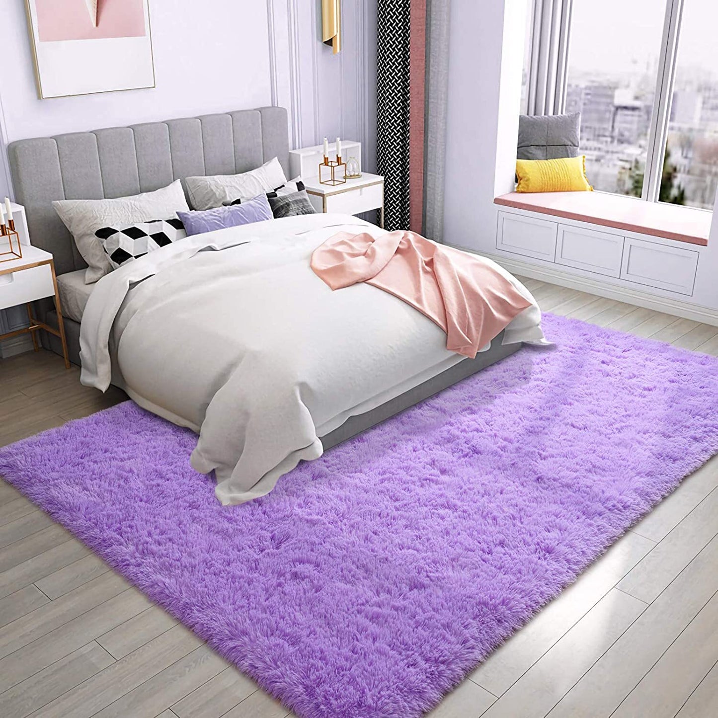 160 x 120 Soft Shag Rug Carpet Mat Purple