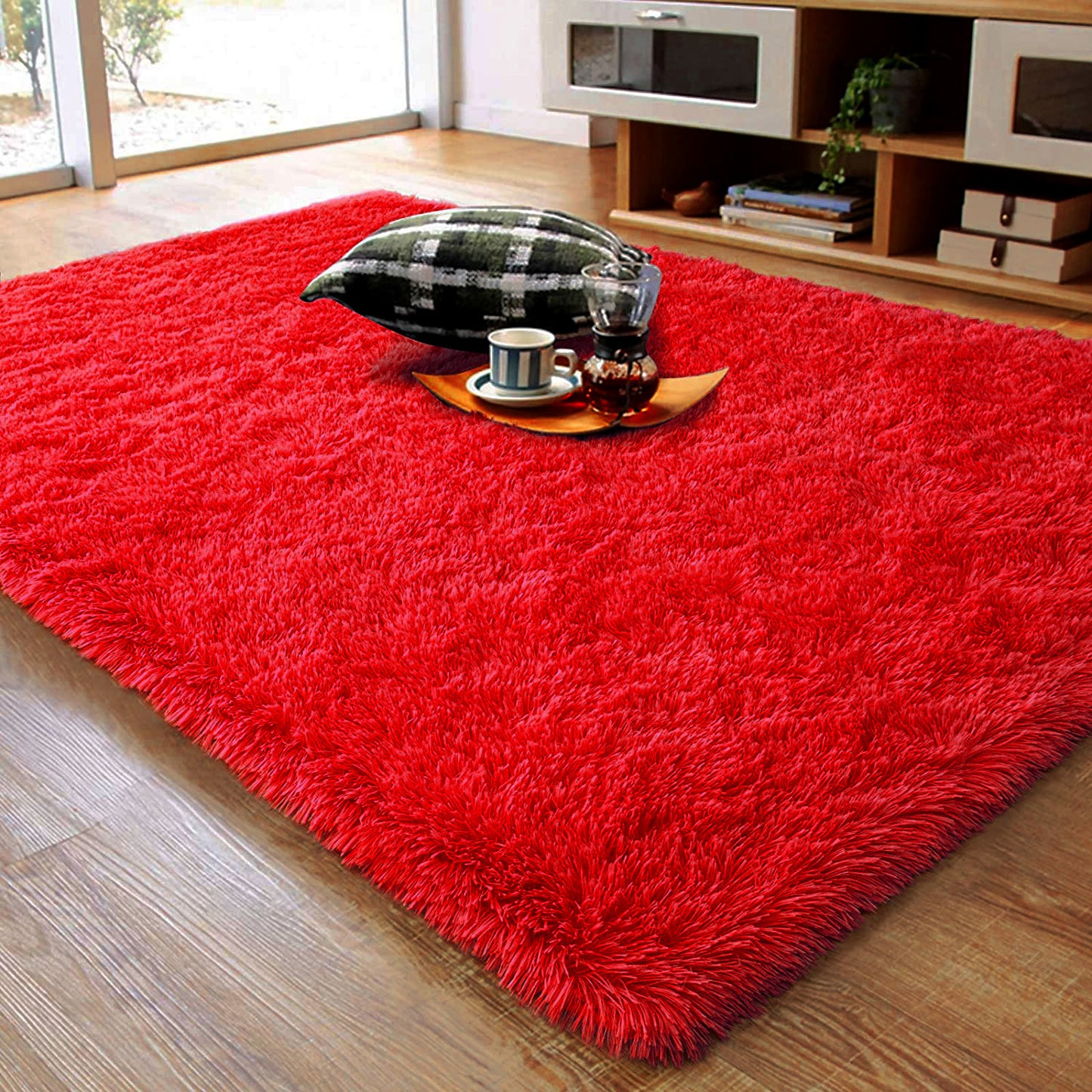 160 x 120 Soft Shag Rug Carpet Mat Red