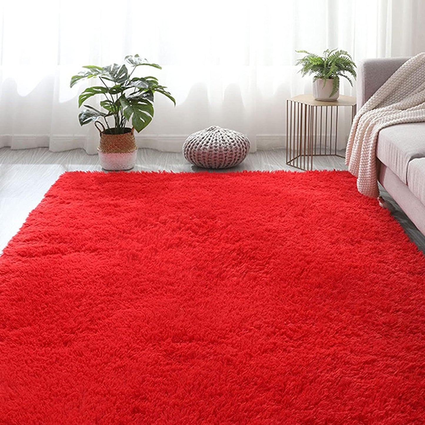 160 x 120 Soft Shag Rug Carpet Mat Red