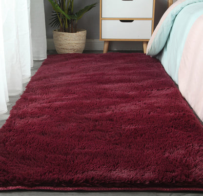 160 x 120 Soft Shag Rug Carpet Mat Wine