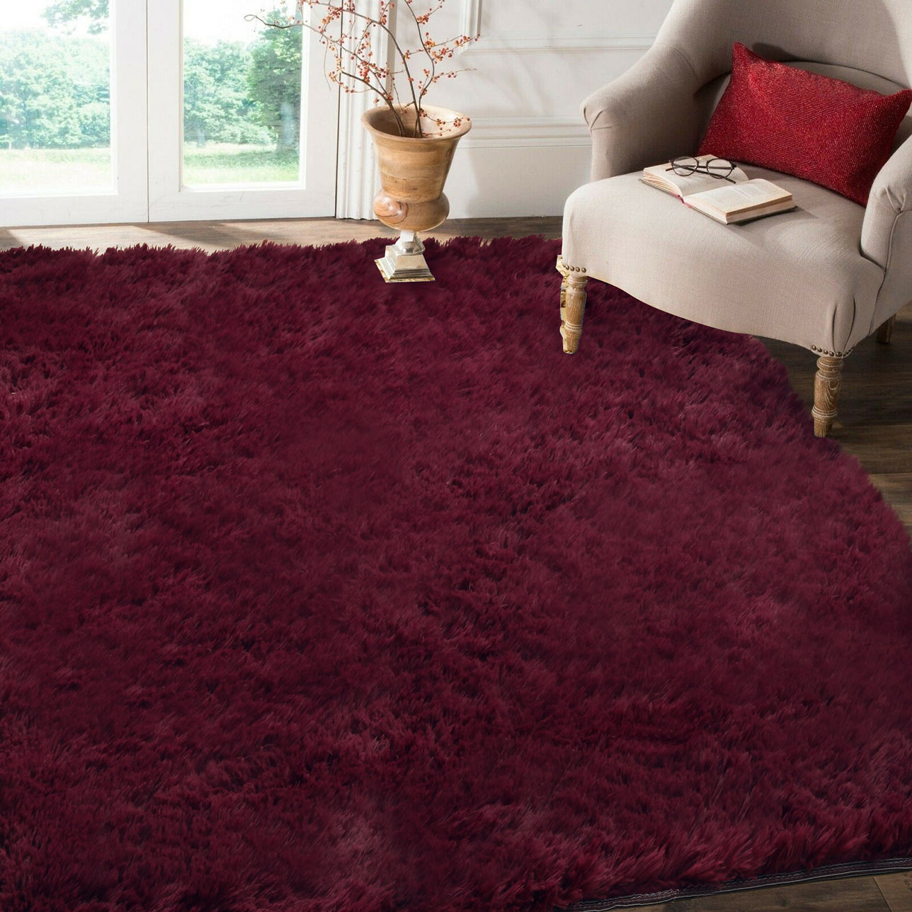 160 x 120 Soft Shag Rug Carpet Mat Wine