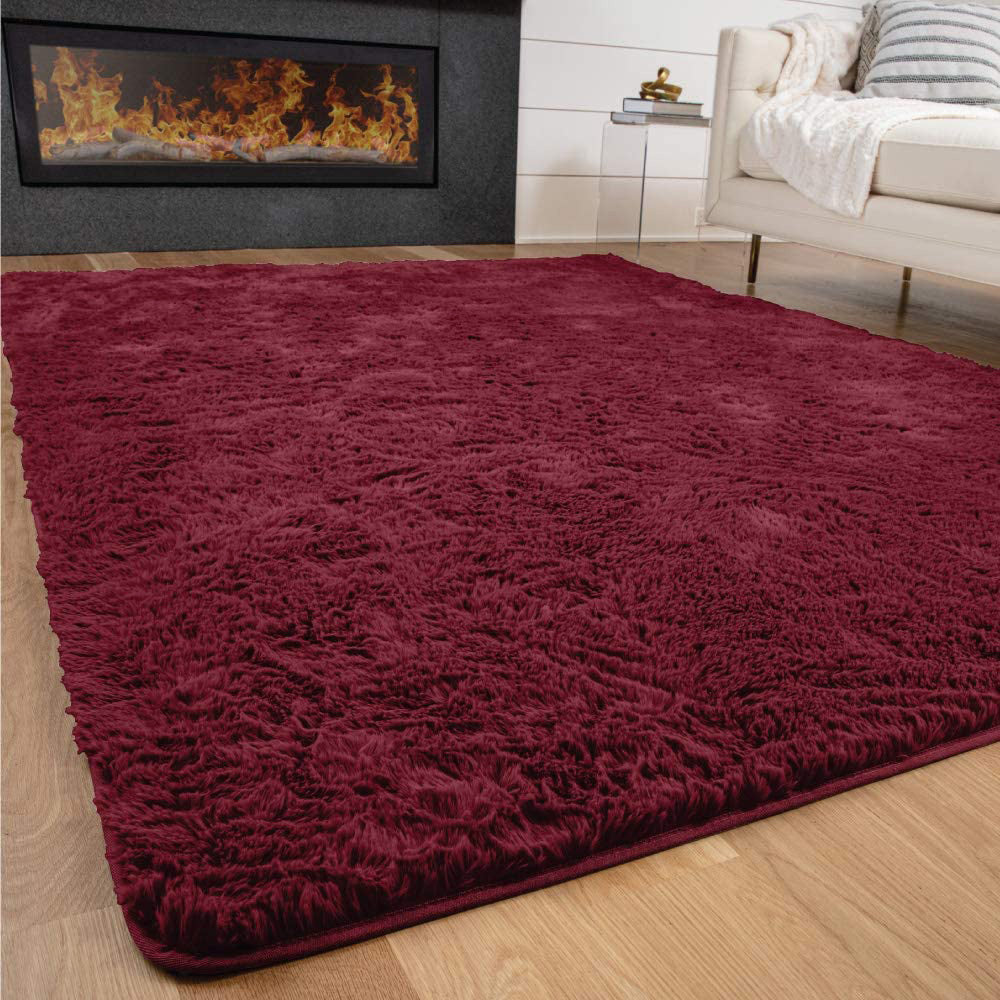 160 x 120 Soft Shag Rug Carpet Mat Wine