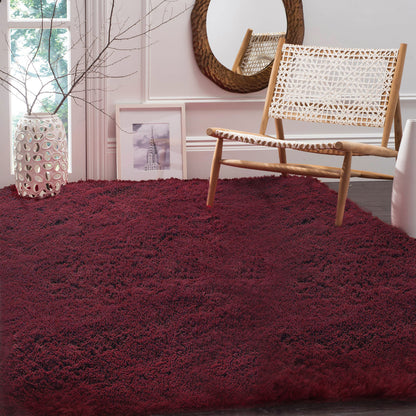 160 x 120 Soft Shag Rug Carpet Mat Wine