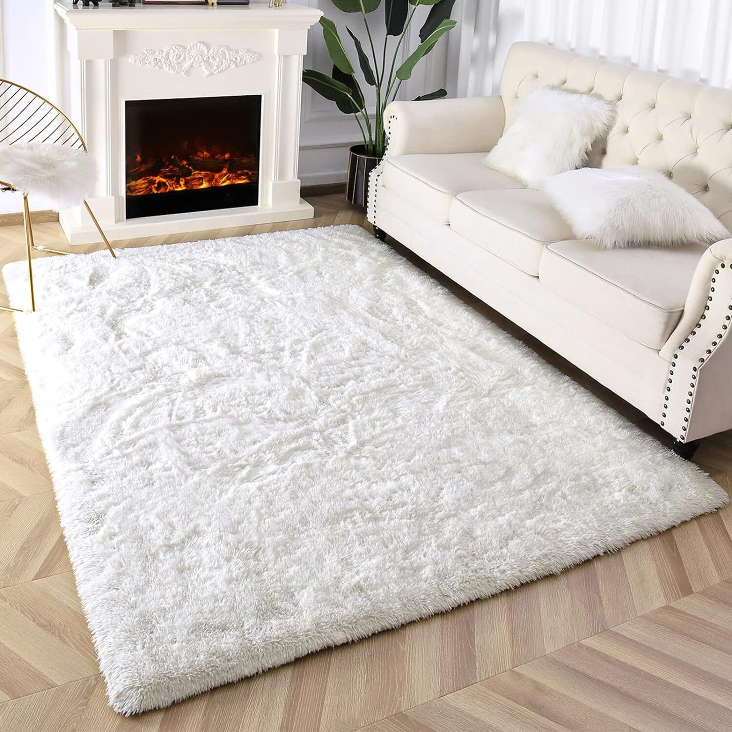 160 x 120 Soft Shag Rug Carpet Mat Cream White