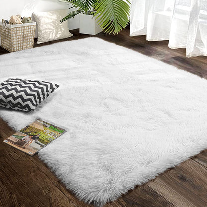 160 x 120 Soft Shag Rug Carpet Mat Cream White