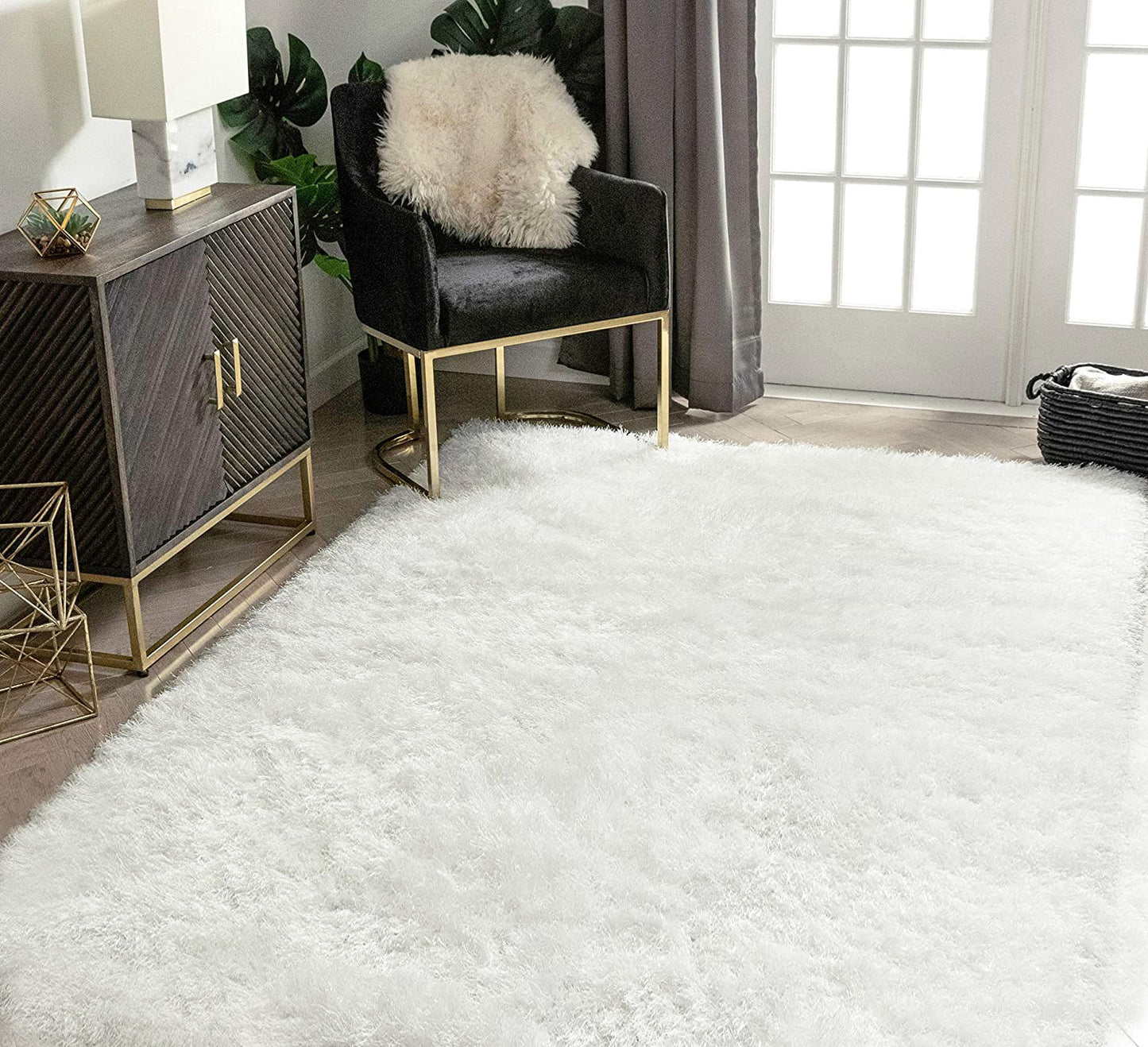 160 x 120 Soft Shag Rug Carpet Mat Cream White