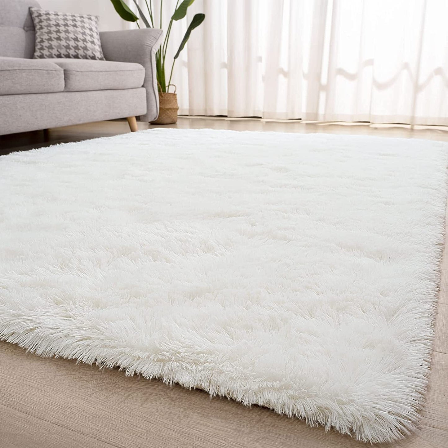 160 x 120 Soft Shag Rug Carpet Mat Cream White