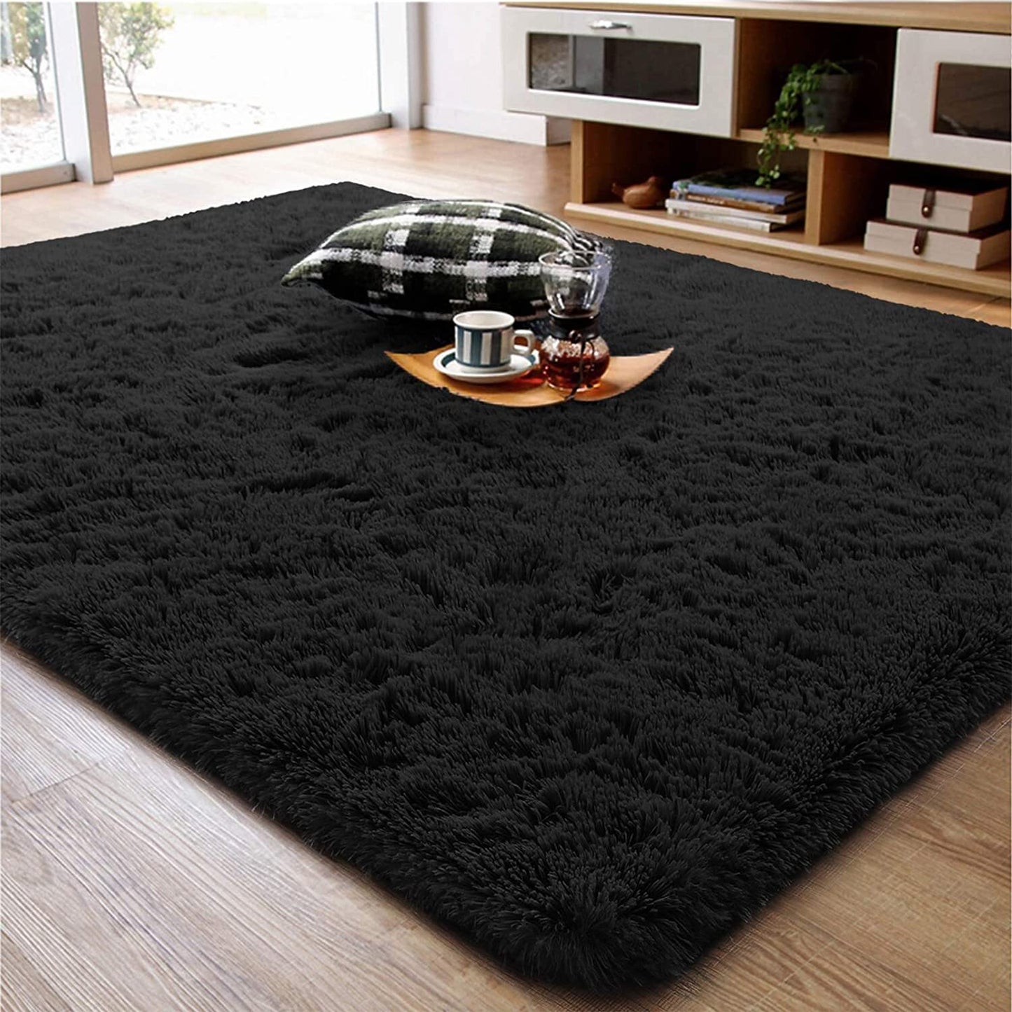 4m Extra Large Soft Shag Rug Carpet Mat Black 400 x 200