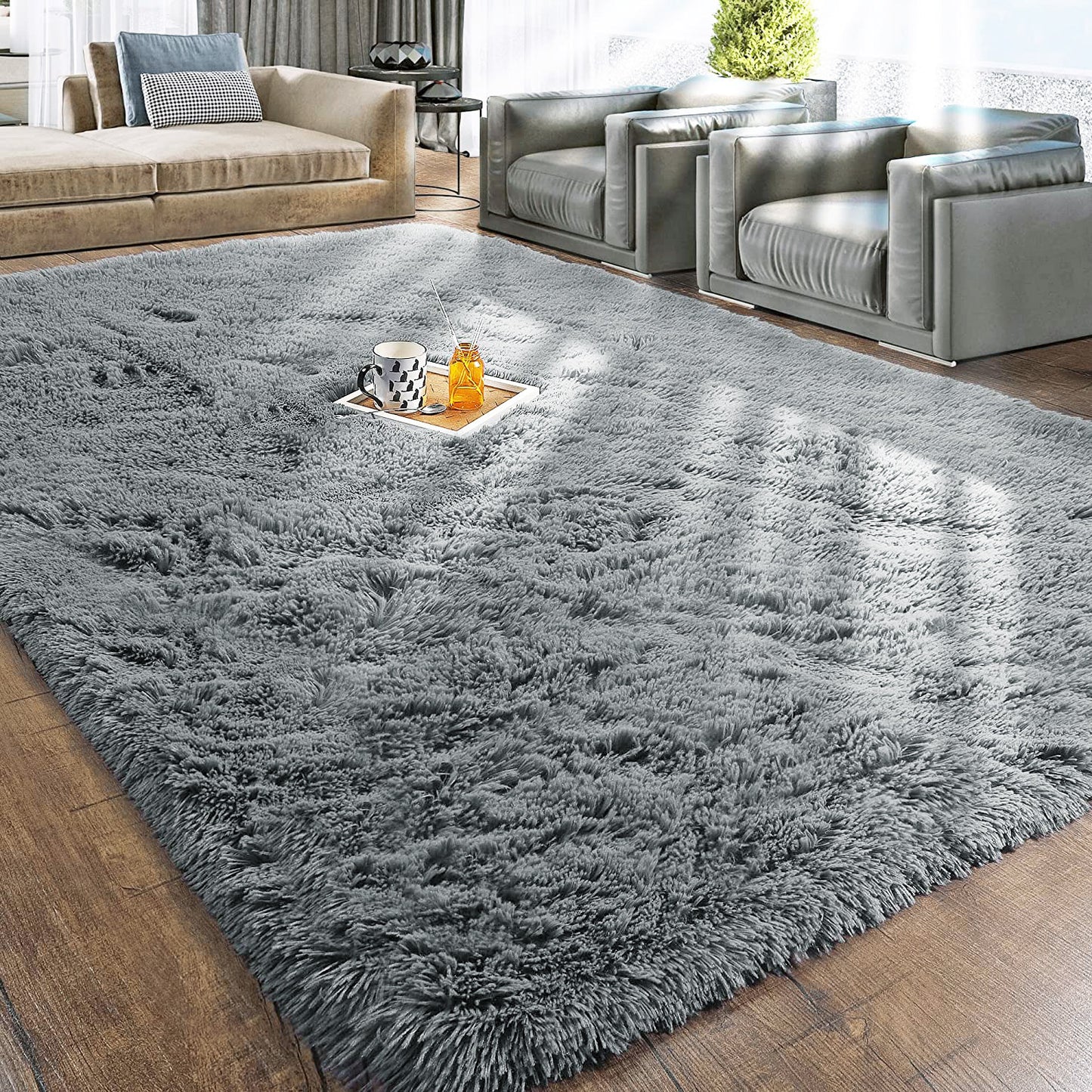 4m Extra Large Soft Shag Rug Carpet Mat Grey 400 x 200