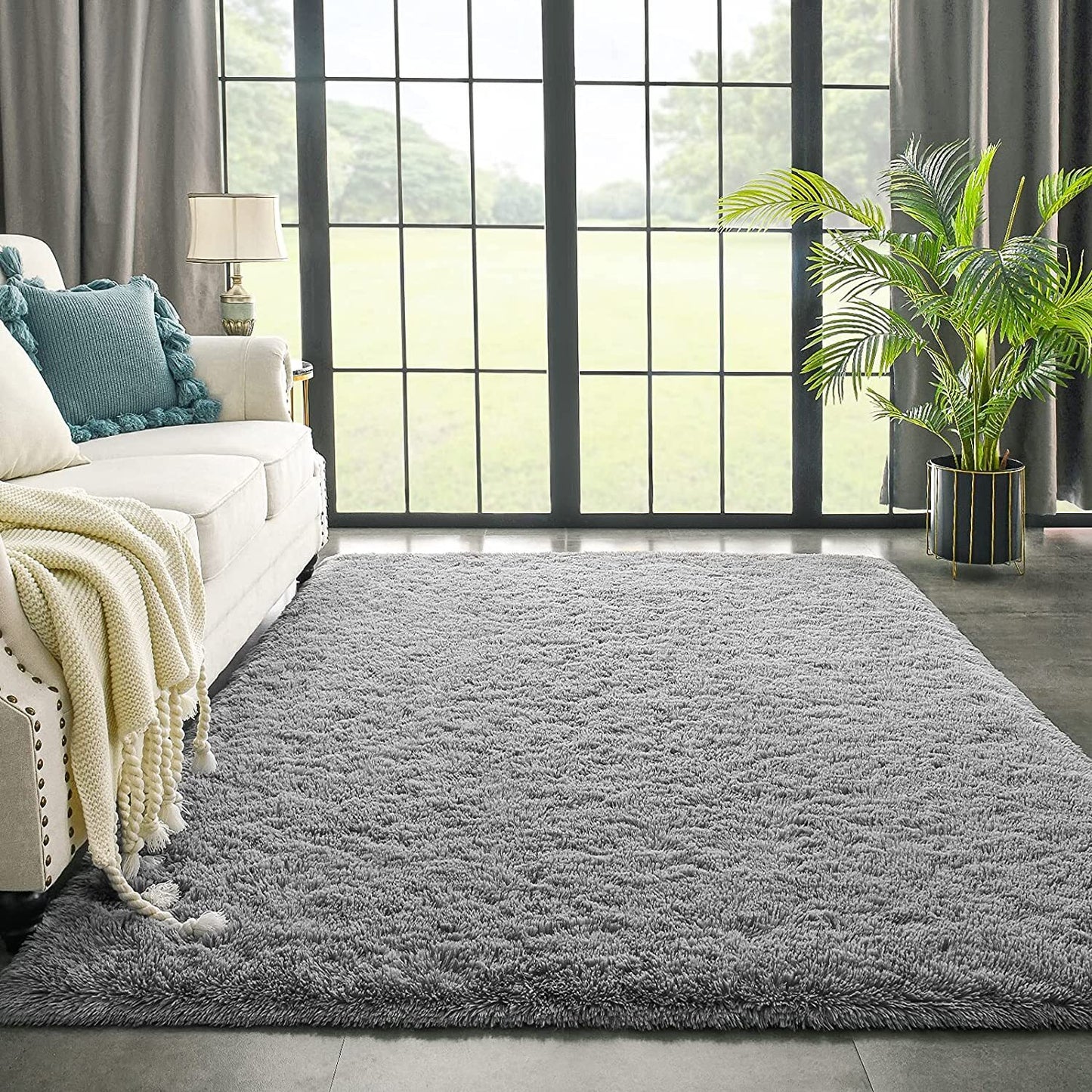 4m Extra Large Soft Shag Rug Carpet Mat Grey 400 x 200