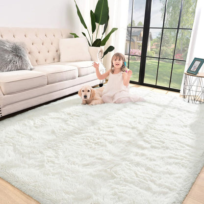 4m Extra Large Soft Shag Rug Carpet Mat Cream White 400 x 200