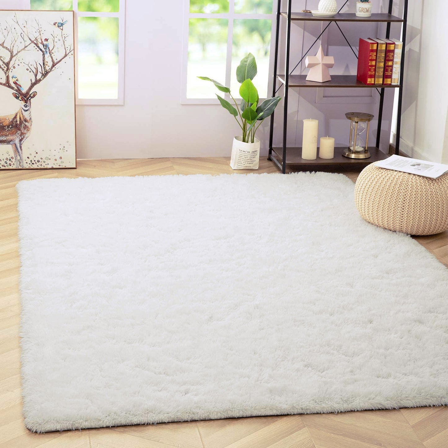 4m Extra Large Soft Shag Rug Carpet Mat Cream White 400 x 200