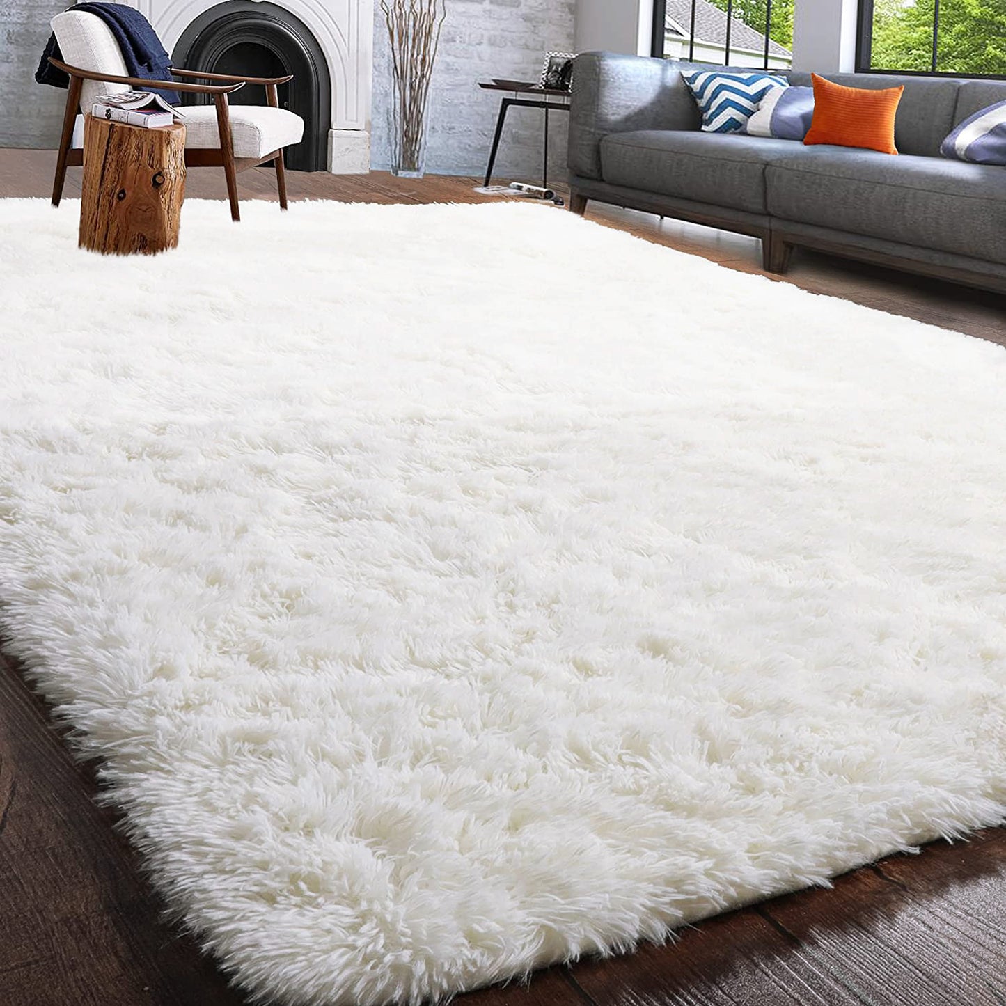 4m Extra Large Soft Shag Rug Carpet Mat Cream White 400 x 200