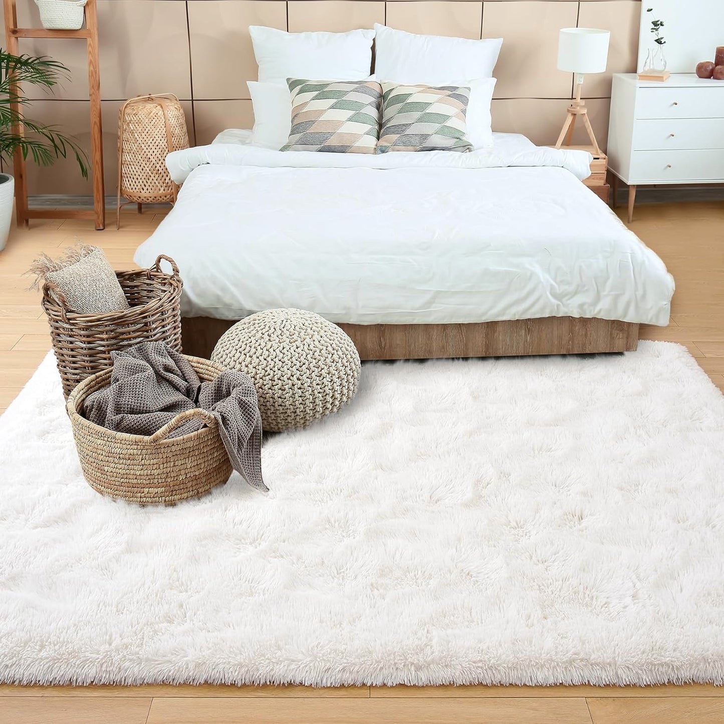 4m Extra Large Soft Shag Rug Carpet Mat Cream White 400 x 200