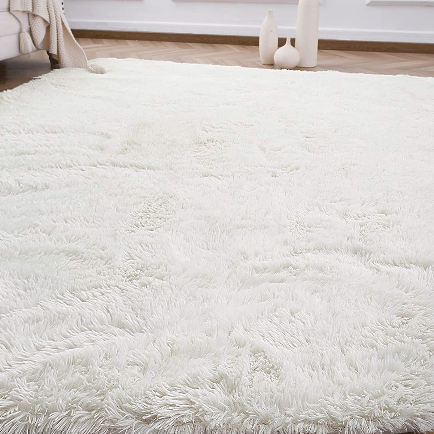 4m Extra Large Soft Shag Rug Carpet Mat Cream White 400 x 200